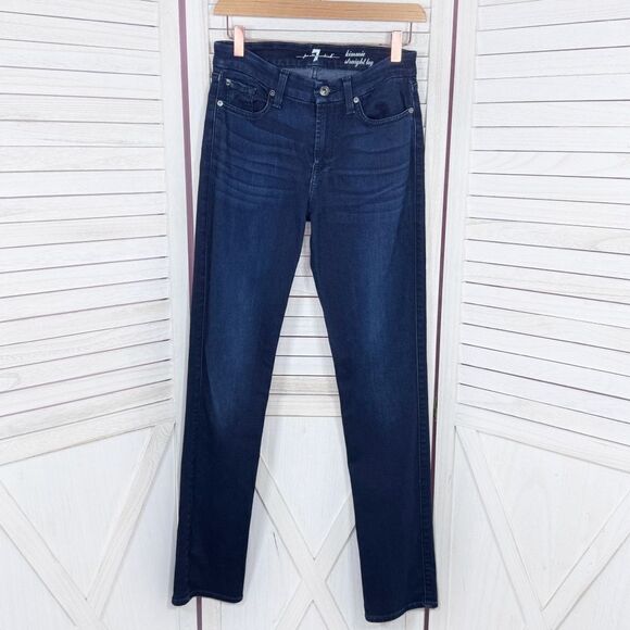 7 For All Mankind Kimmie Straight Leg Jeans Dark Blue 28 - Picture 14 of 14